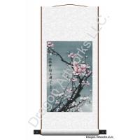 Midnight Pink Plum Blossoms Wall Scroll Painting