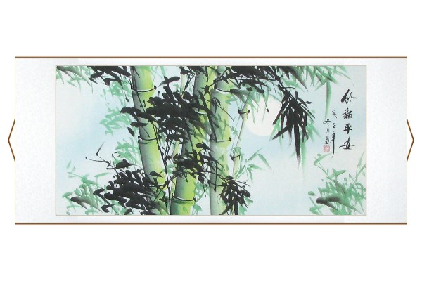 Modest Moonlit Bamboo Asian Wall Scroll Painting